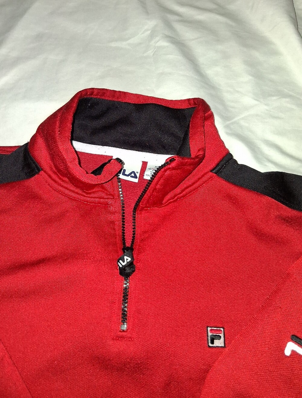 Vintage Like New Fila Red & Black Quarter-Zip Shirt Jacket